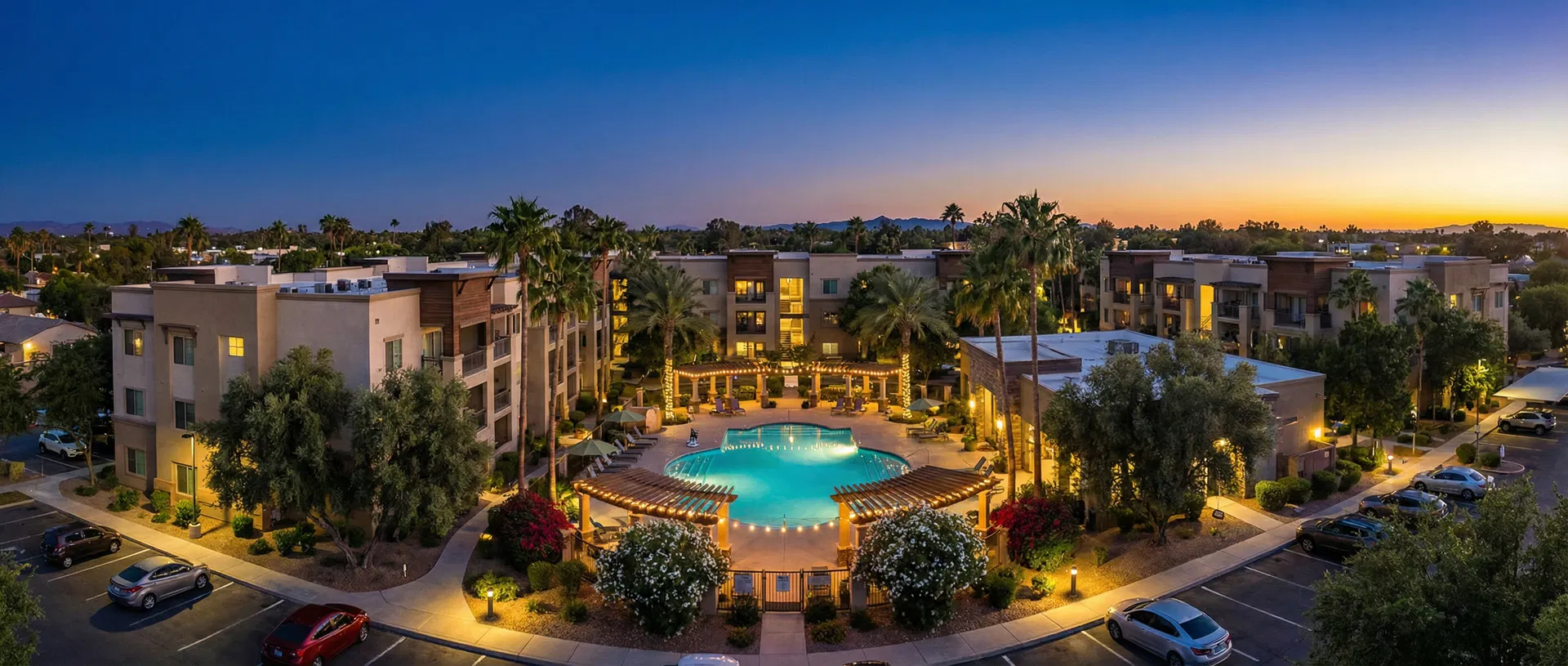 Apartment community with pool